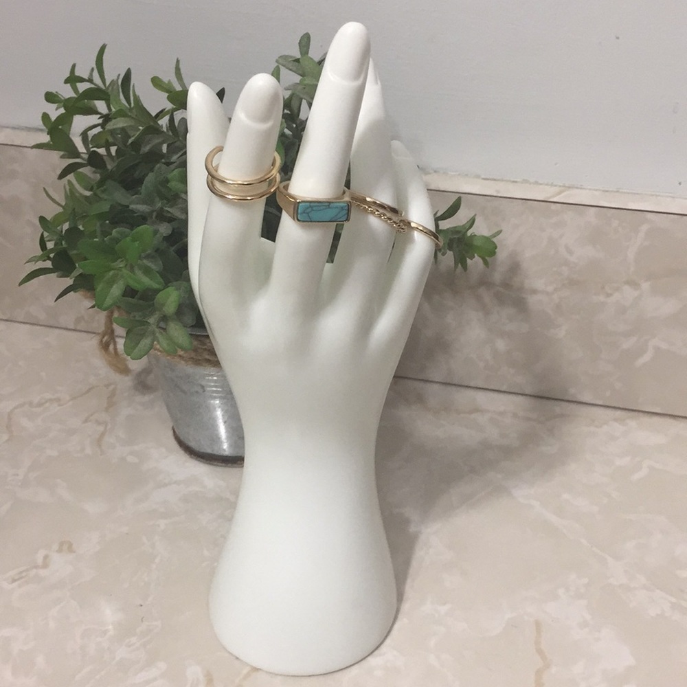 Bohemian Turquoise Stackable Gold Rings - Picture 6 of 10